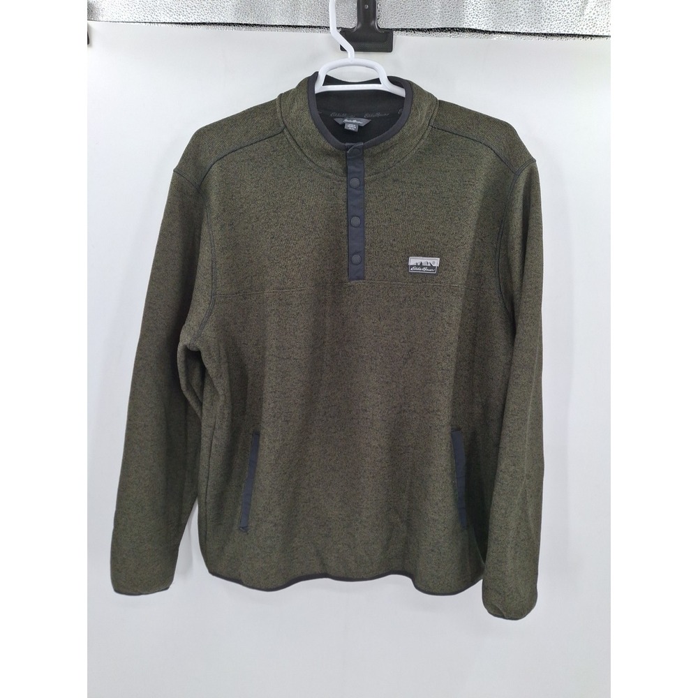 Eddie Bauer Mens XL Quarter Snap Green Pullover‎ Sweater